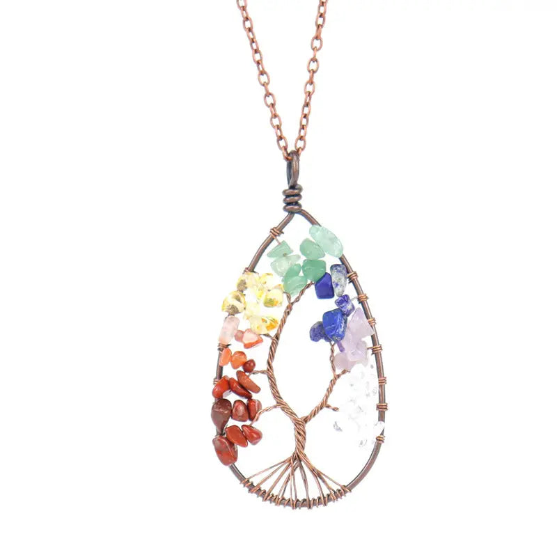 Collier Cristal Pierre Naturelle Cuivre Rouge Ancien Enroulé - BMYANY