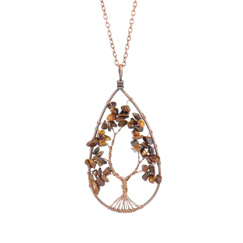 Collier Cristal Pierre Naturelle Cuivre Rouge Ancien Enroulé - BMYANY