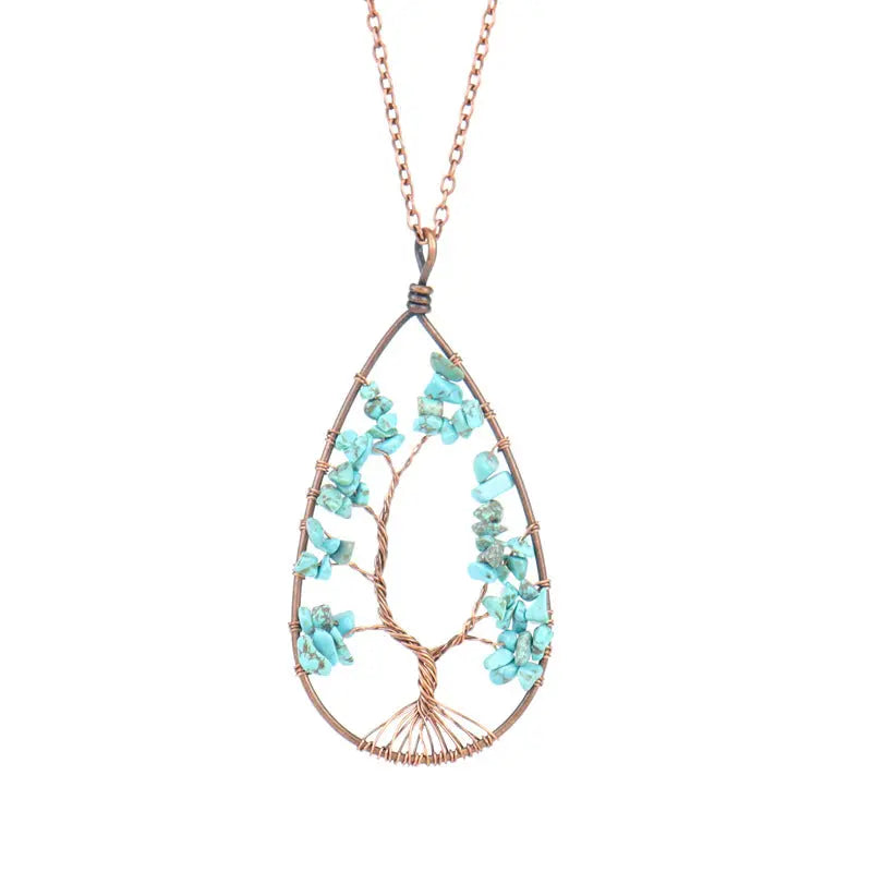 Collier Cristal Pierre Naturelle Cuivre Rouge Ancien Enroulé - BMYANY
