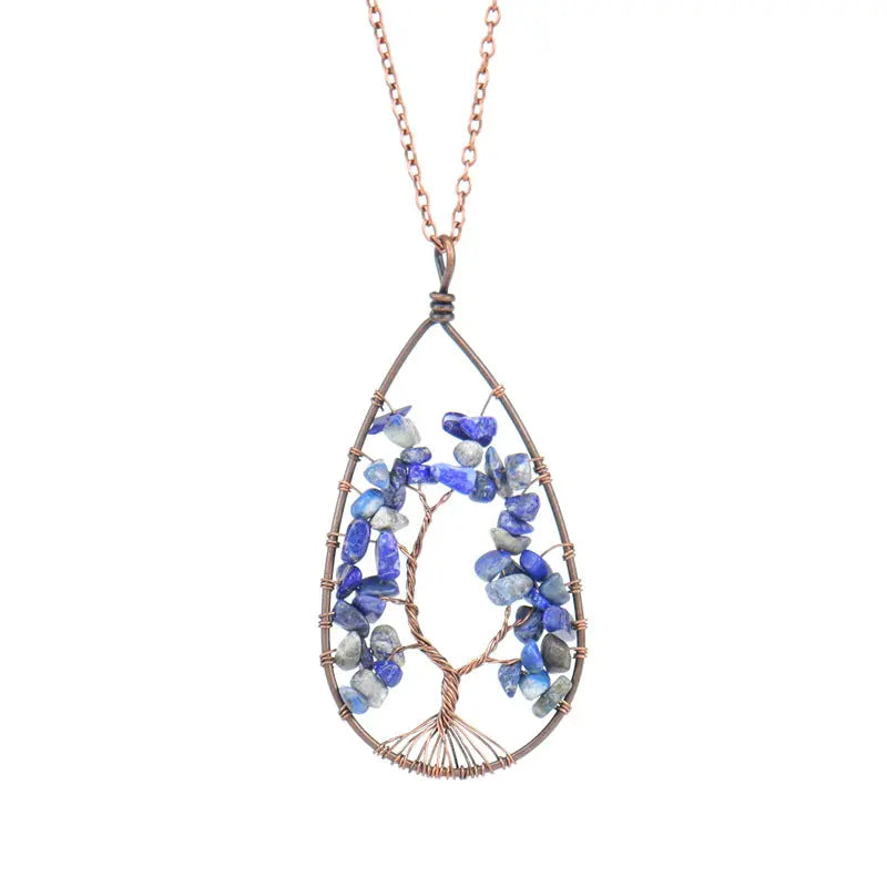 Collier Cristal Pierre Naturelle Cuivre Rouge Ancien Enroulé - BMYANY