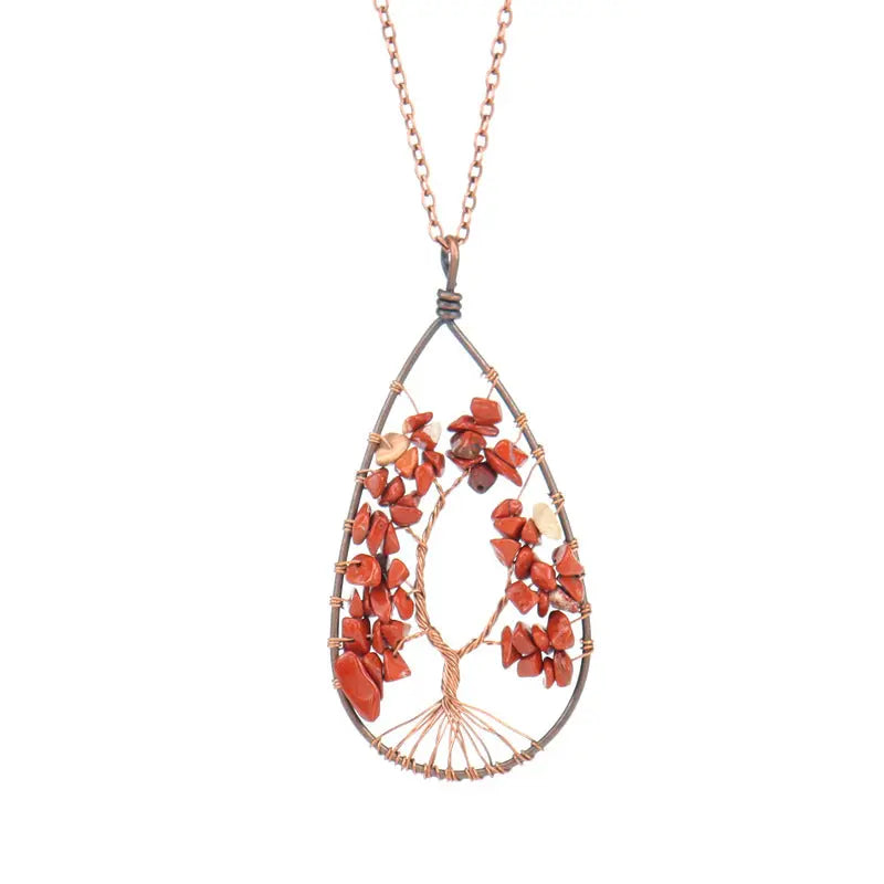 Collier Cristal Pierre Naturelle Cuivre Rouge Ancien Enroulé - BMYANY