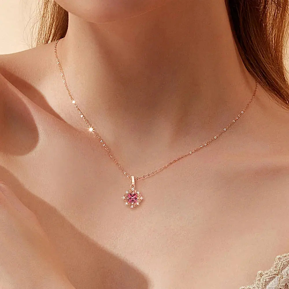 Collier Diamants Roses Pour Femme - BMYANY