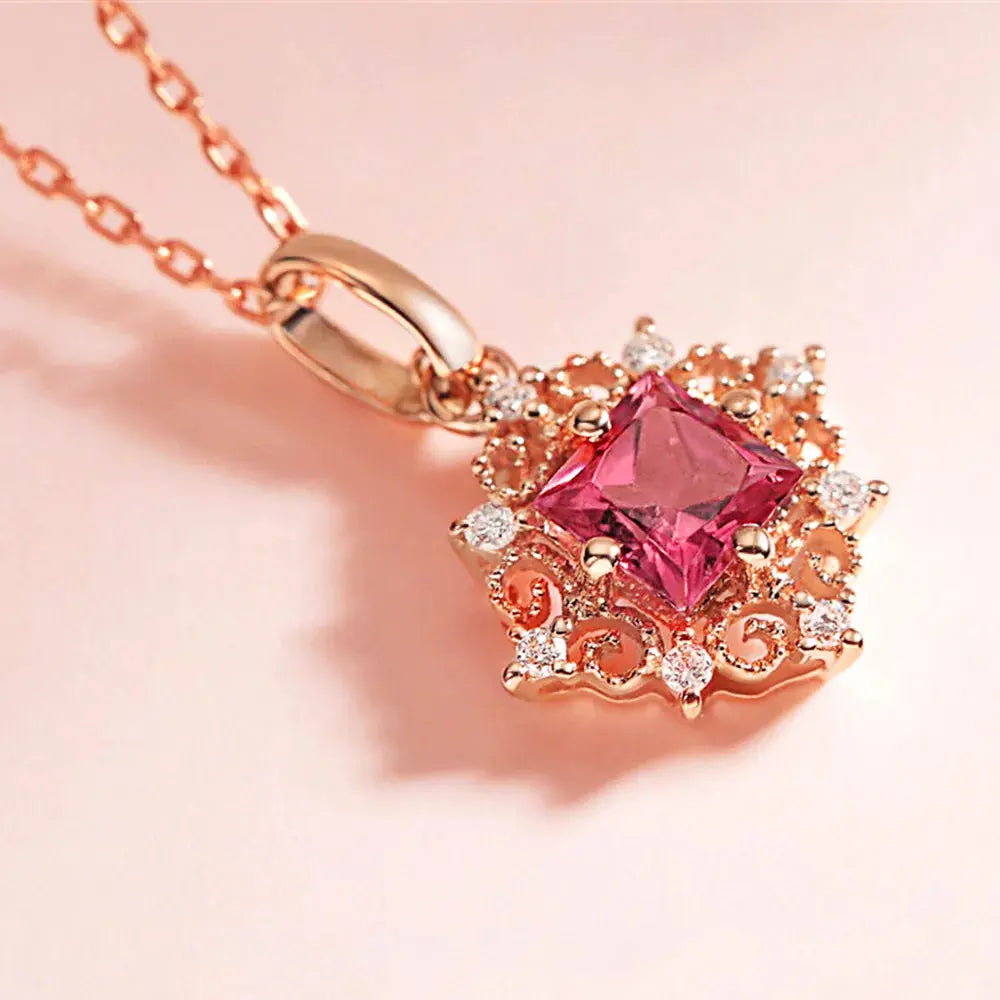 Collier Diamants Roses Pour Femme - BMYANY