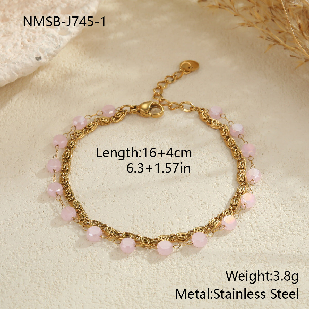 Collier Double Chaîne Perles Femmes - Acier Inoxydable Plaqué Or - BMYANY
