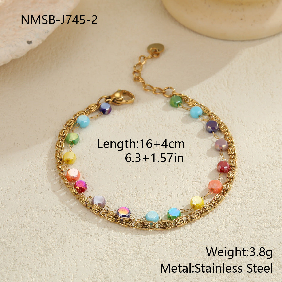 Collier Double Chaîne Perles Femmes - Acier Inoxydable Plaqué Or - BMYANY