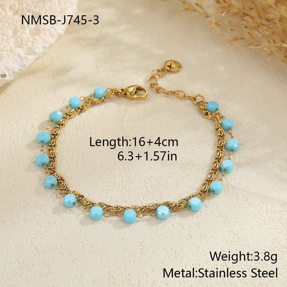 Collier Double Chaîne Perles Femmes - Acier Inoxydable Plaqué Or - BMYANY