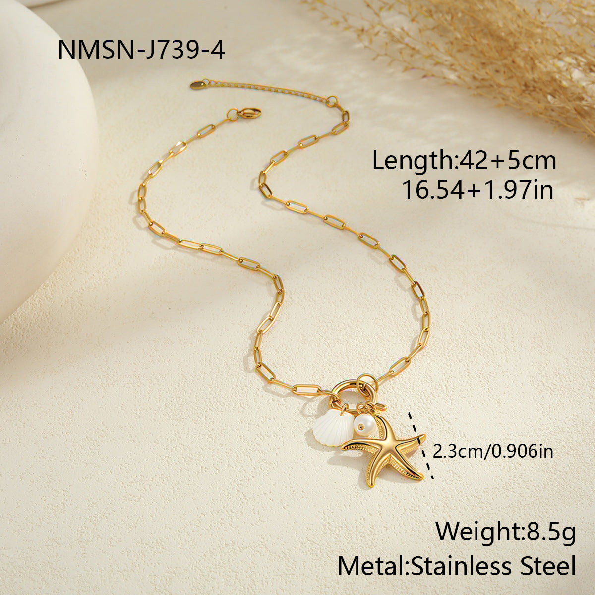 Collier Double Chaîne Perles Femmes - Acier Inoxydable Plaqué Or - BMYANY