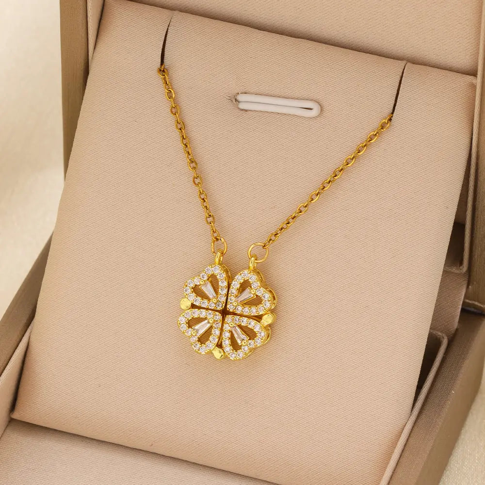 Collier Femme Acier Inoxydable Cœur en Zircon - BMYANY