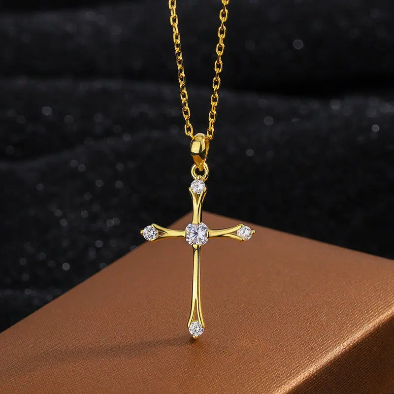 Collier Femme Croix Vintage Argent Zirconium - Style Spirituel Élégant - BMYANY