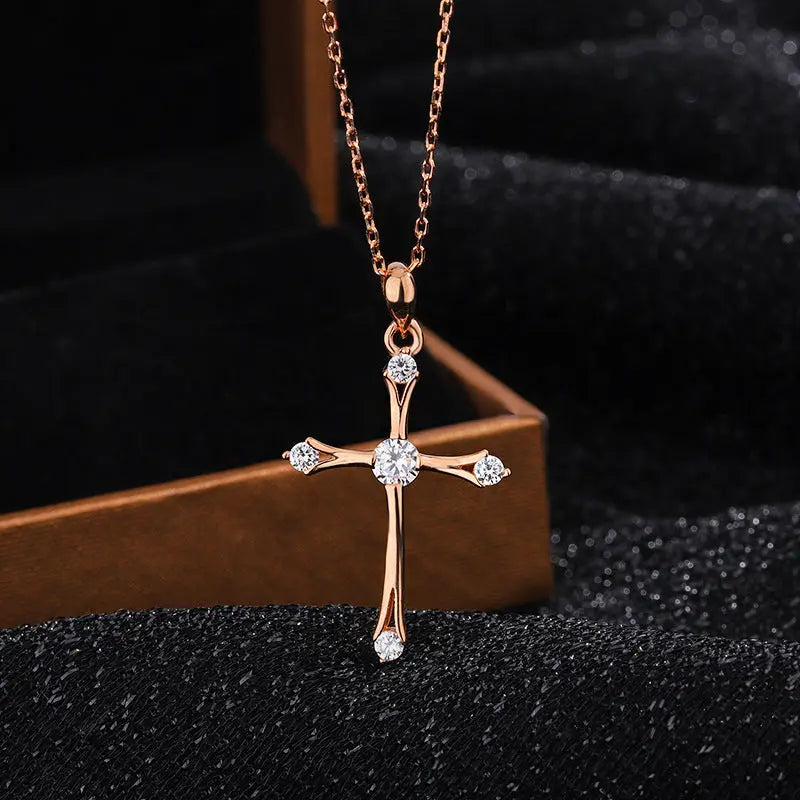 Collier Femme Croix Vintage Argent Zirconium - Style Spirituel Élégant - BMYANY