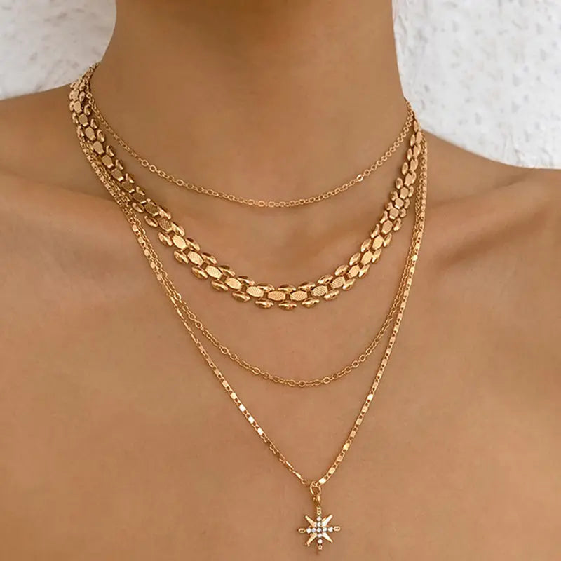 Collier Multicouche Chaîne Serpent Cristal Élégant - BMYANY