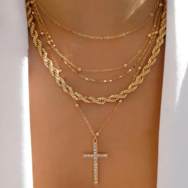 Collier Multicouche Chaîne Serpent Cristal Élégant - BMYANY