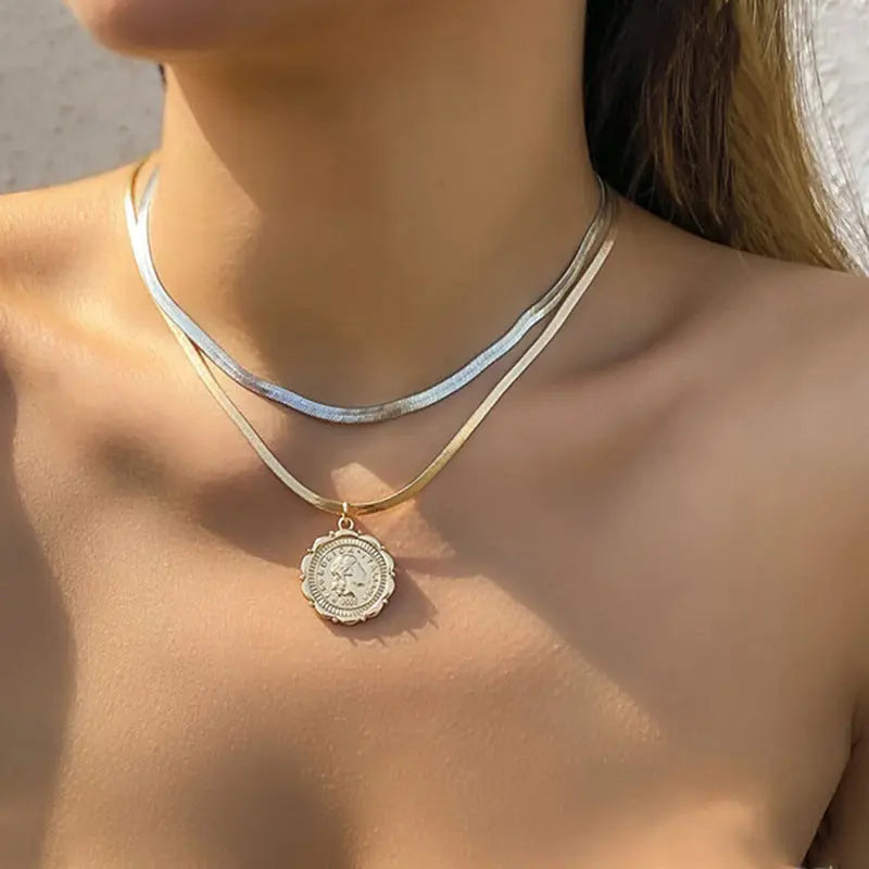 Collier Multicouche Chaîne Serpent Cristal Élégant - BMYANY