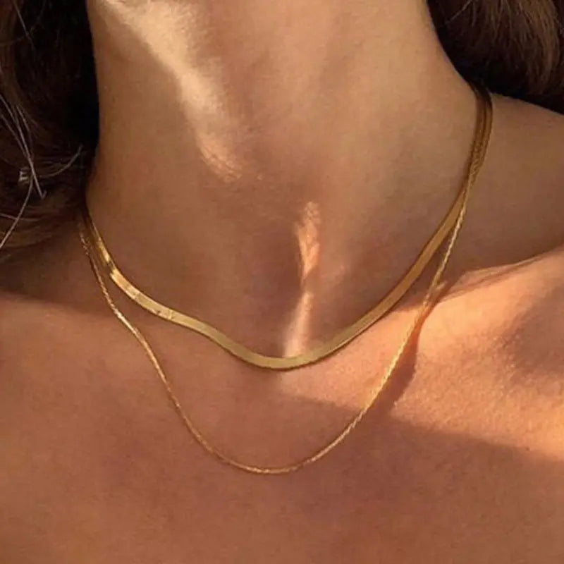 Collier Multicouche Chaîne Serpent Cristal Élégant - BMYANY