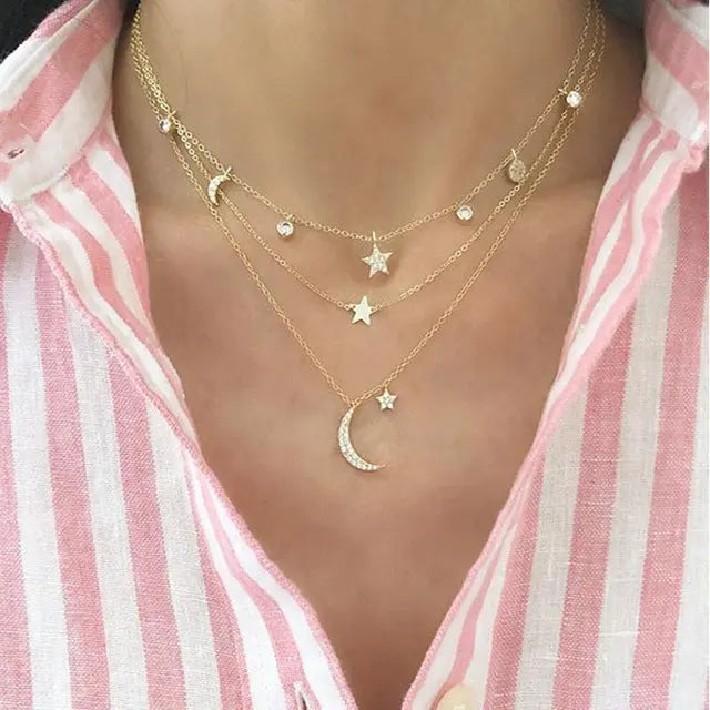 Collier Multicouche Chaîne Serpent Cristal Élégant - BMYANY