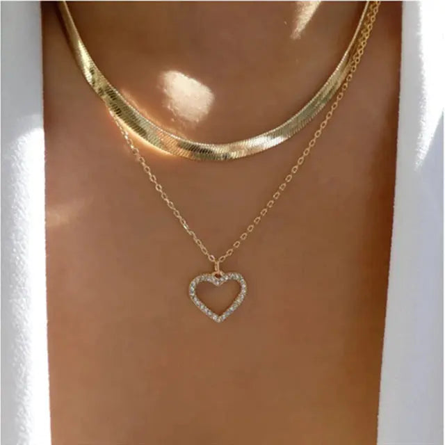 Collier Multicouche Chaîne Serpent Cristal Élégant - BMYANY