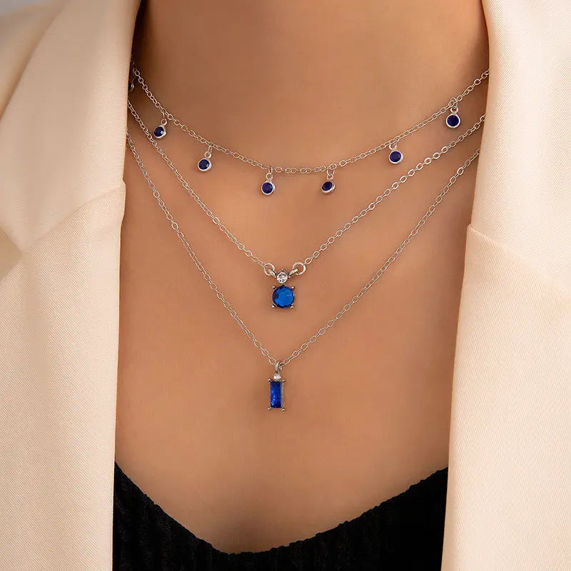 Collier Multicouche Perles Bleu Vert Vintage Simplicité - BMYANY