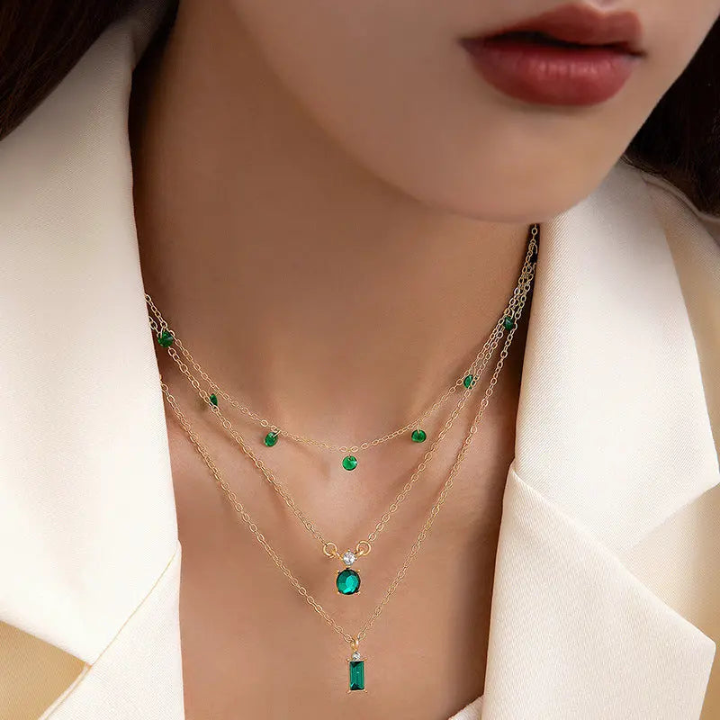 Collier Multicouche Perles Bleu Vert Vintage Simplicité - BMYANY