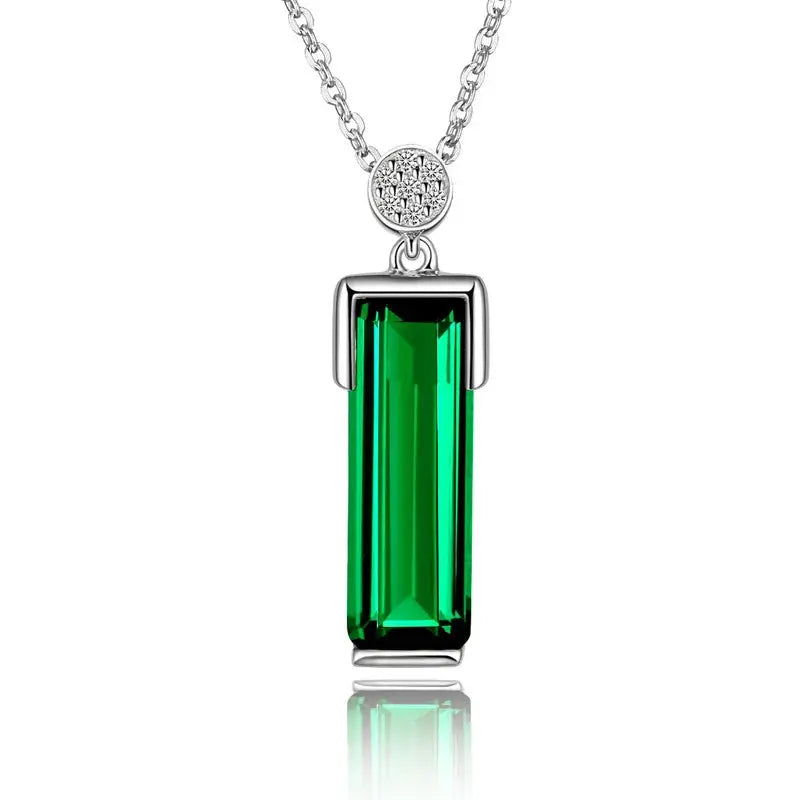 Collier Pendentif Émeraude Vert Jade Argent 925 Femme - BMYANY