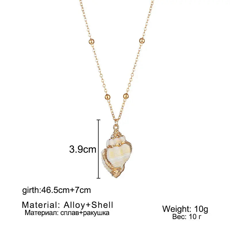 Collier Perles Coquillage Naturel Pendentif Nacré Ornemental - BMYANY