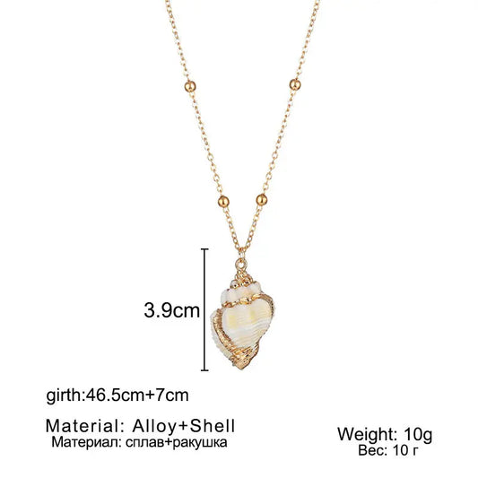 Collier Perles Coquillage Naturel Pendentif Nacré Ornemental - BMYANY