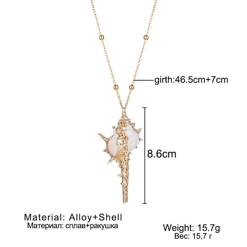 Collier Perles Coquillage Naturel Pendentif Nacré Ornemental - BMYANY