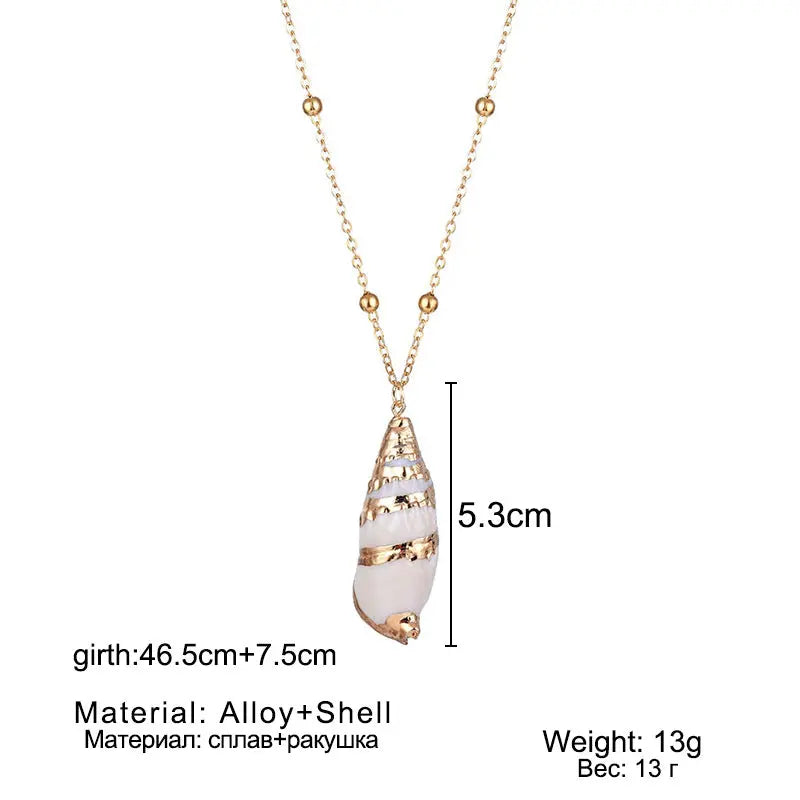 Collier Perles Coquillage Naturel Pendentif Nacré Ornemental - BMYANY