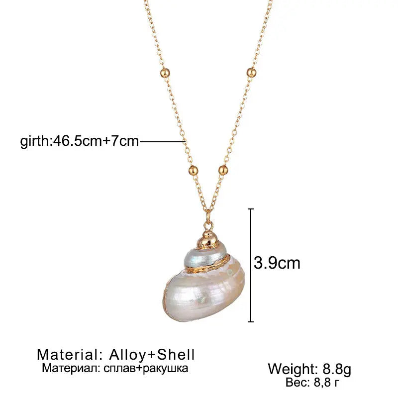 Collier Perles Coquillage Naturel Pendentif Nacré Ornemental - BMYANY