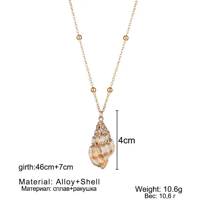 Collier Perles Coquillage Naturel Pendentif Nacré Ornemental - BMYANY