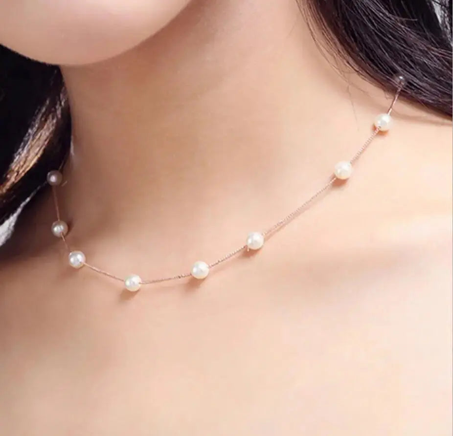 Collier Perles d'Eau Douce Argent Sterling 925 Ras du Cou Pour Femmes - BMYANY