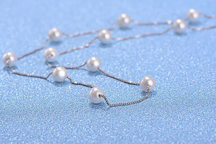 Collier Perles d'Eau Douce Argent Sterling 925 Ras du Cou Pour Femmes - BMYANY
