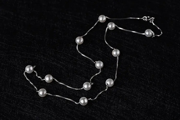 Collier Perles d'Eau Douce Argent Sterling 925 Ras du Cou Pour Femmes - BMYANY
