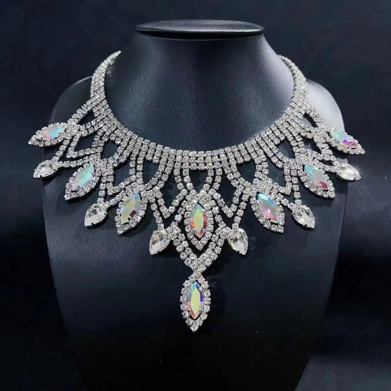 Collier Strass Exagéré Six Couleurs Multicouche Luxe - BMYANY