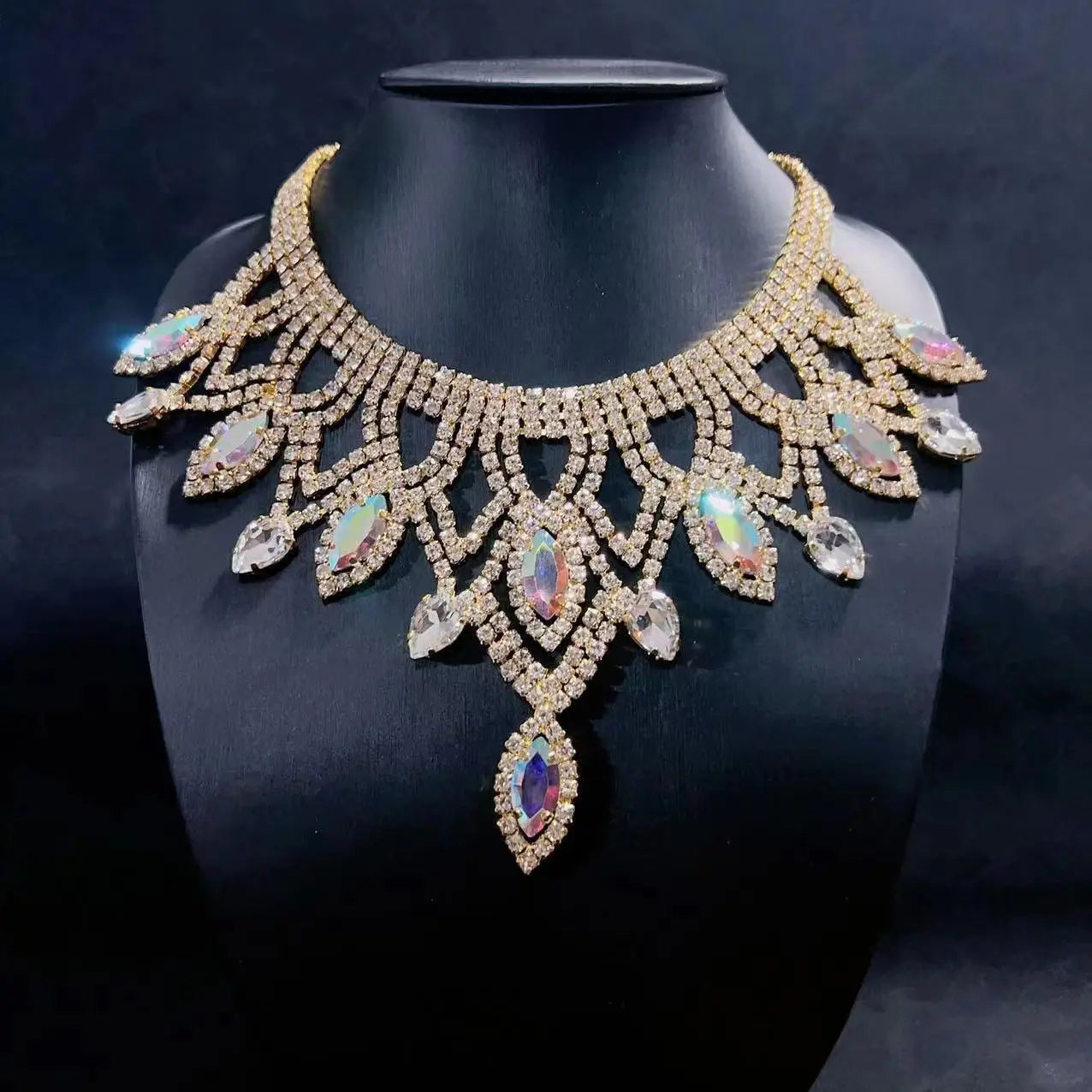 Collier Strass Exagéré Six Couleurs Multicouche Luxe - BMYANY
