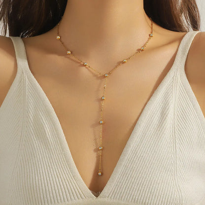 Collier chaîne simple et tendance avec diamants ronds incrustés - BMYANY