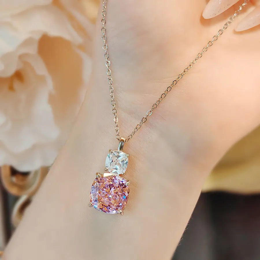 Collier diamant carbone élevé taille fleur de glace polyvalent - BMYANY