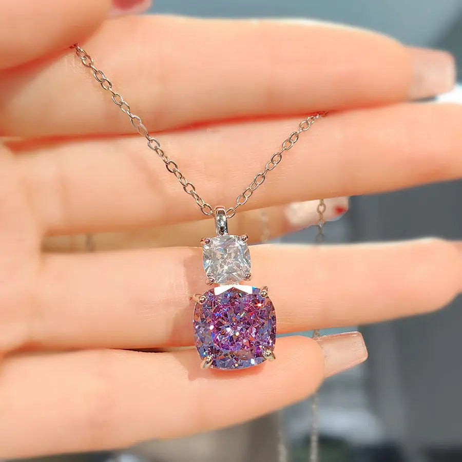 Collier diamant carbone élevé taille fleur de glace polyvalent - BMYANY
