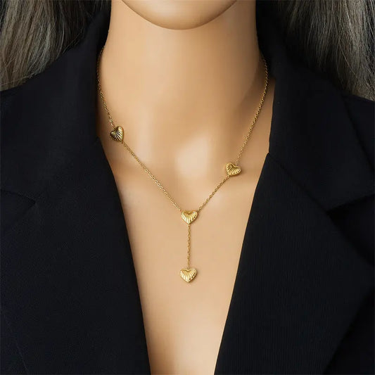 Collier femme  à pompon en forme de cœur rayé simple et tendance - BMYANY