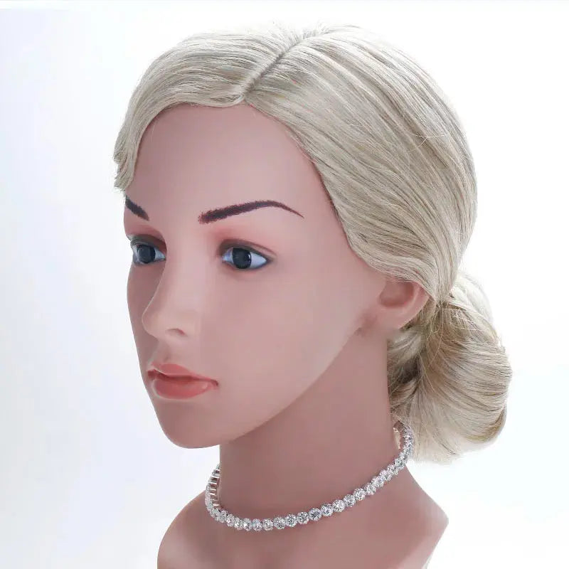 Collier femme  ras du cou avec strass et cristaux pour femme, couleur argent - BMYANY