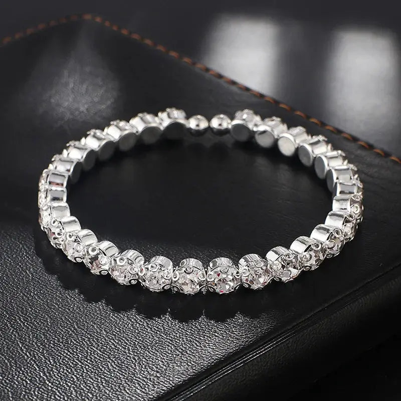 Collier femme  ras du cou avec strass et cristaux pour femme, couleur argent - BMYANY