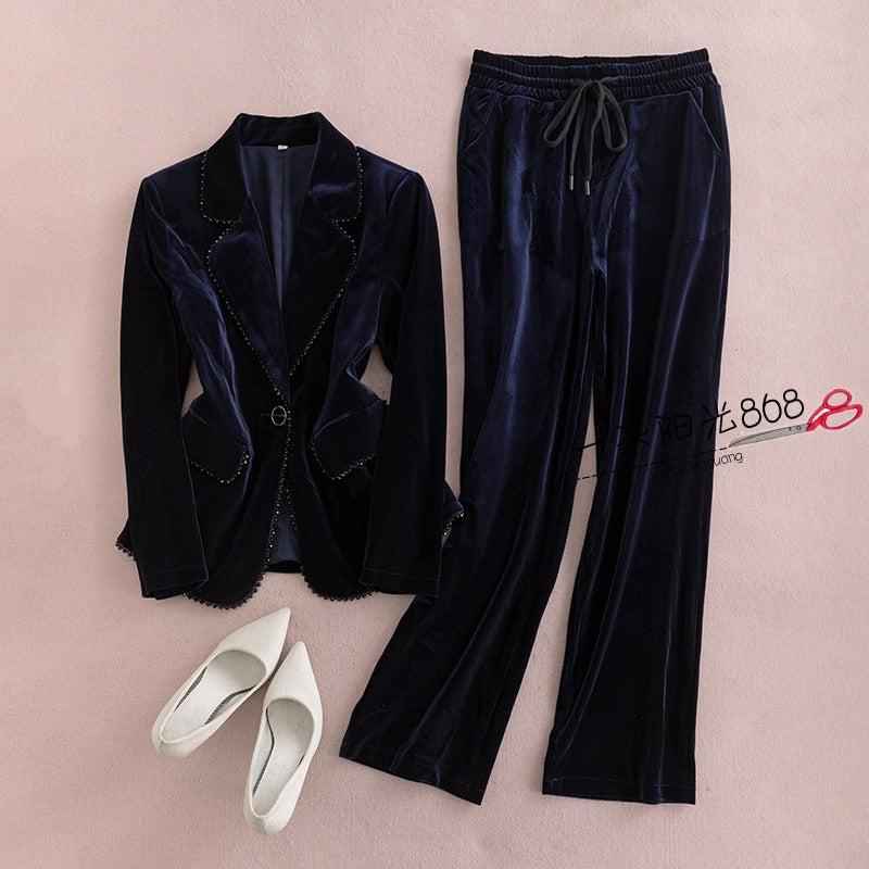 Costume Velours Élégant Femmes - Coupe Slim Chic - BMYANY