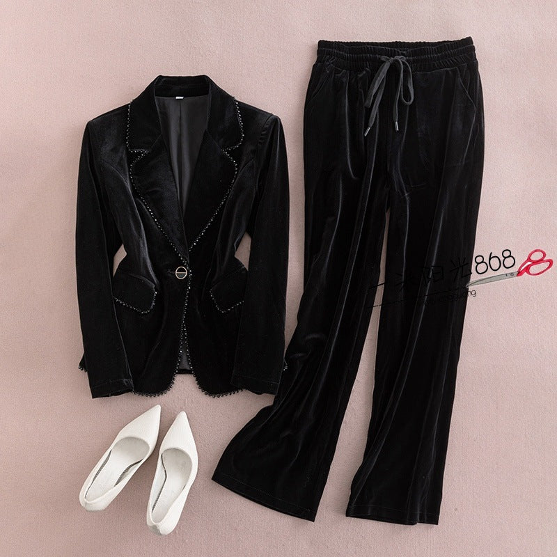 Costume Velours Élégant Femmes - Coupe Slim Chic - BMYANY