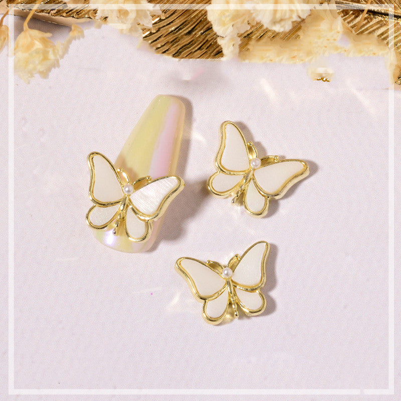Décoration Ongles Papillon Cristal Bord Doré Strass 3D Nail Art - BMYANY