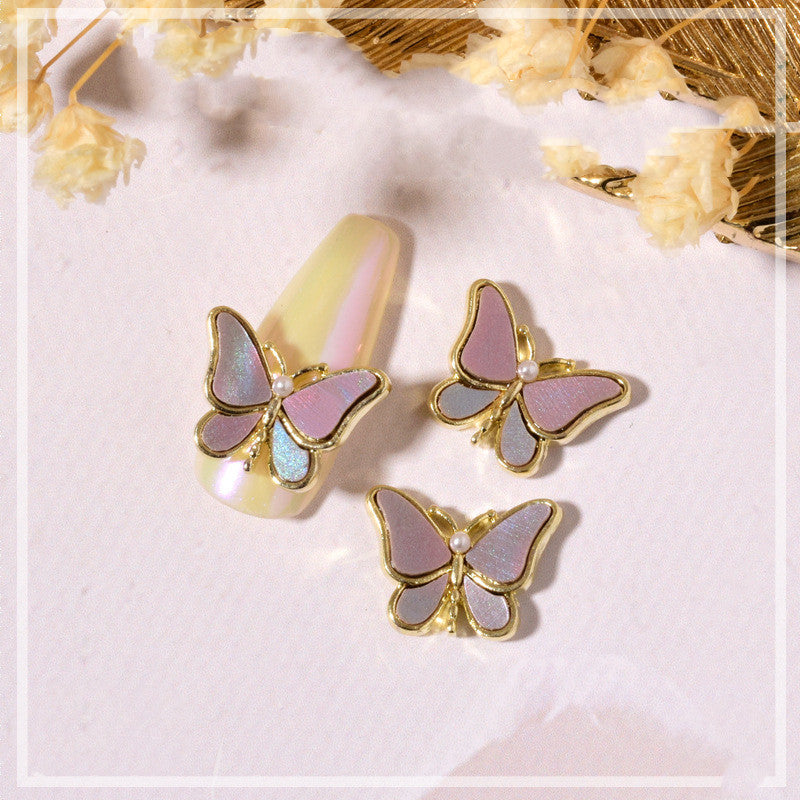 Décoration Ongles Papillon Cristal Bord Doré Strass 3D Nail Art - BMYANY