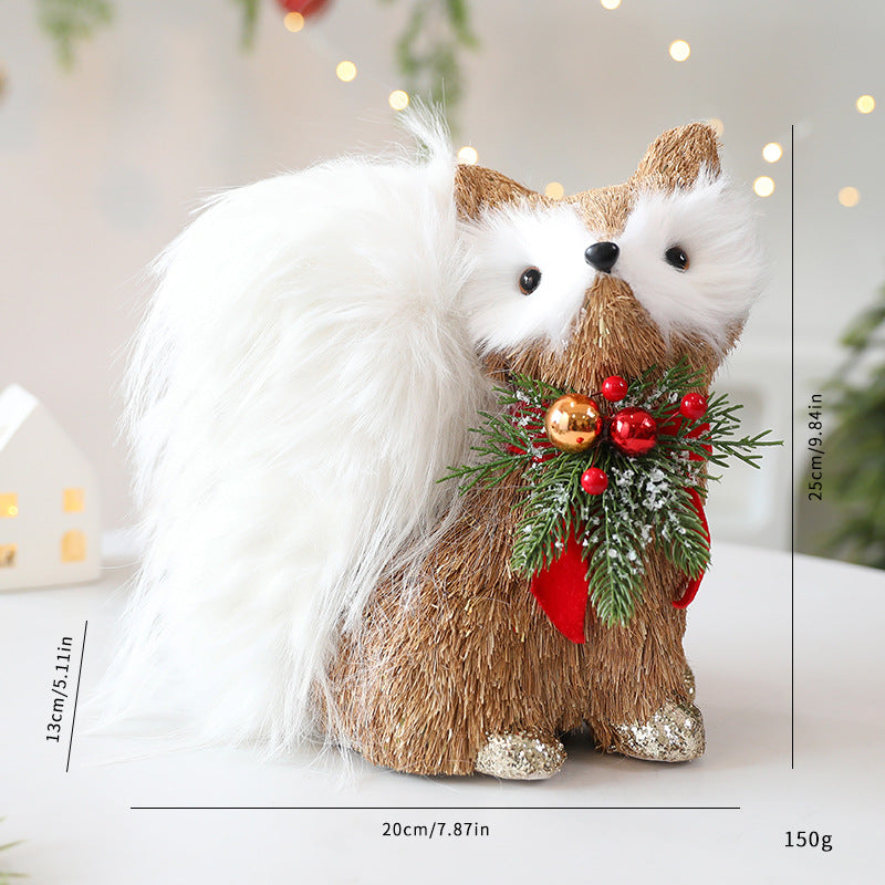 Décorations de Noël en Paille Élan et Écureuil - BMYANY
