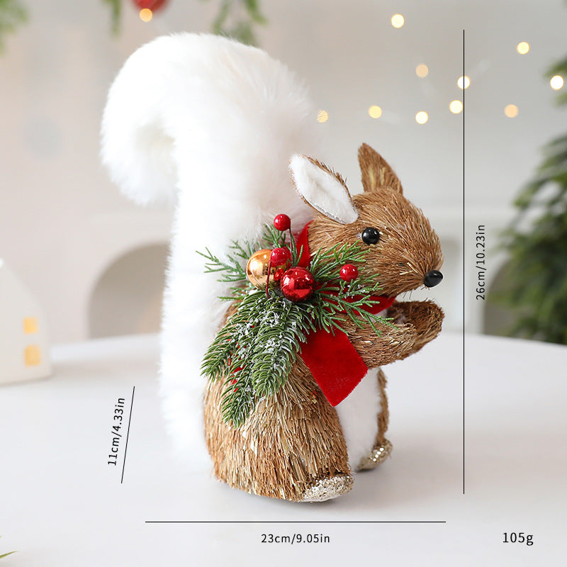 Décorations de Noël en Paille Élan et Écureuil - BMYANY