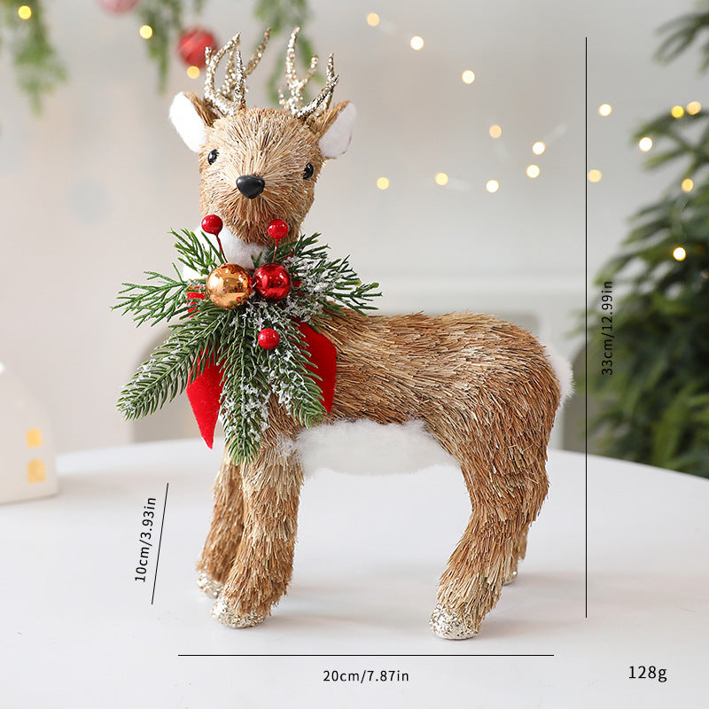 Décorations de Noël en Paille Élan et Écureuil - BMYANY