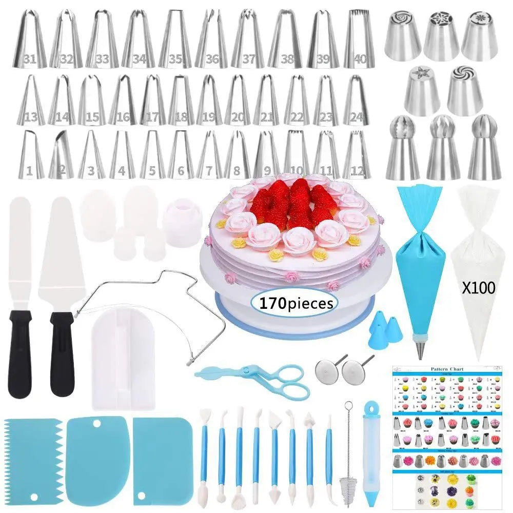 Ensemble 170 Pièces Plateau Tournant Gâteau Douilles Décoration Pâtisserie DIY - BMYANY