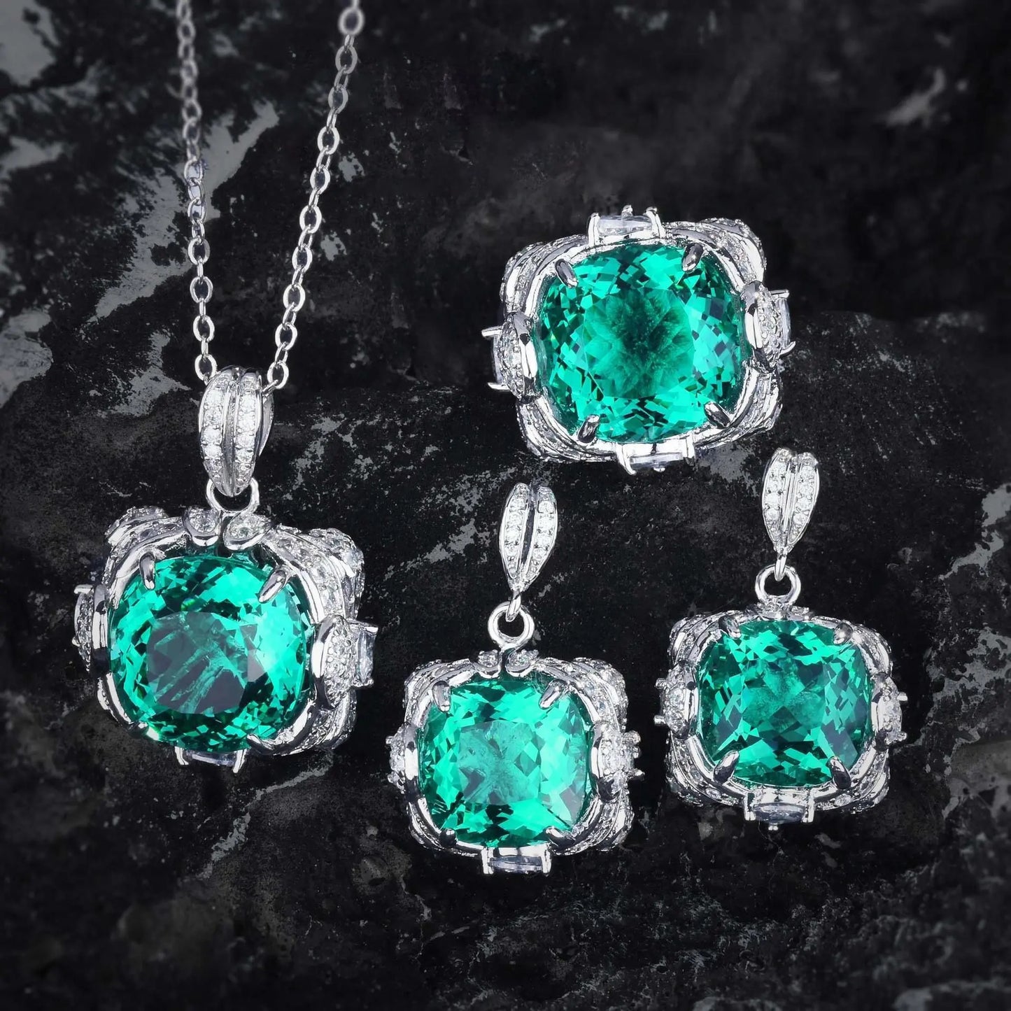 Ensemble Bijoux 3 Pièces Femme | Bague Collier Boucles | 4 Couleur - BMYANY