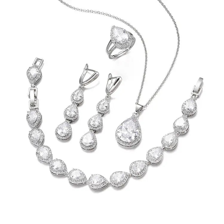 Ensemble Bijoux Goutte d'Eau Collier Long Boucles Bague Bracelet - BMYANY